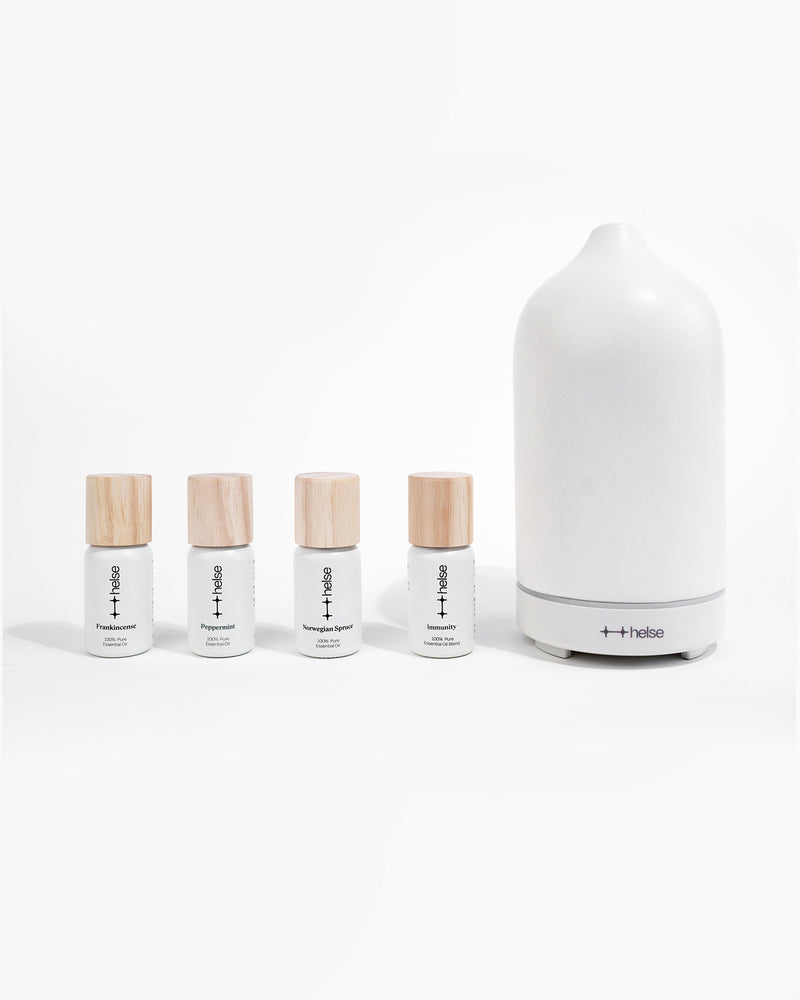 Holiday diffuser oils bundle with white stone scent diffuser