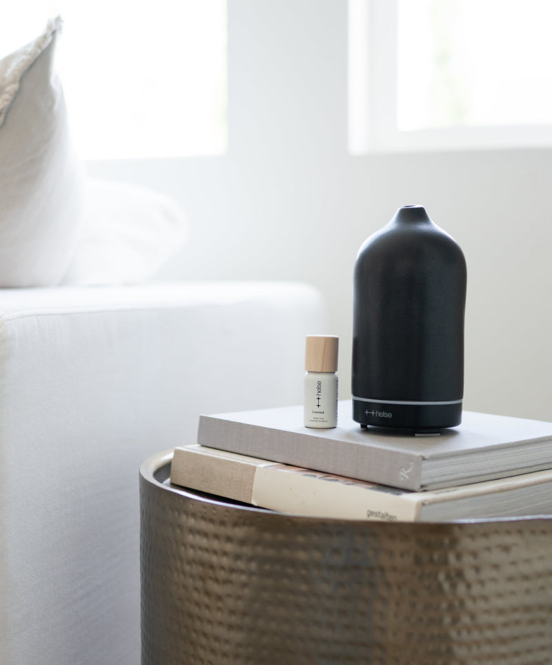 Black stone scent diffuser as living room decor