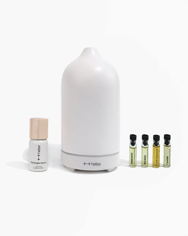 Holiday Starter Kit with white stone scent diffuser