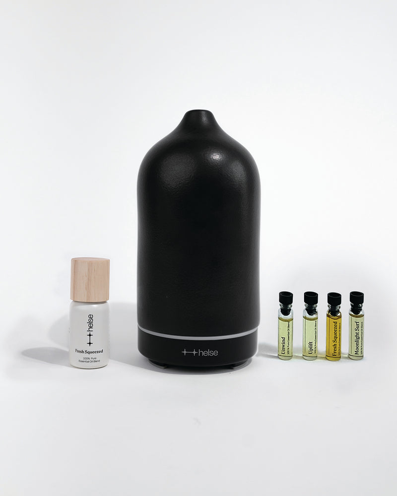 Helse Starter Kit with black stone scent diffuser